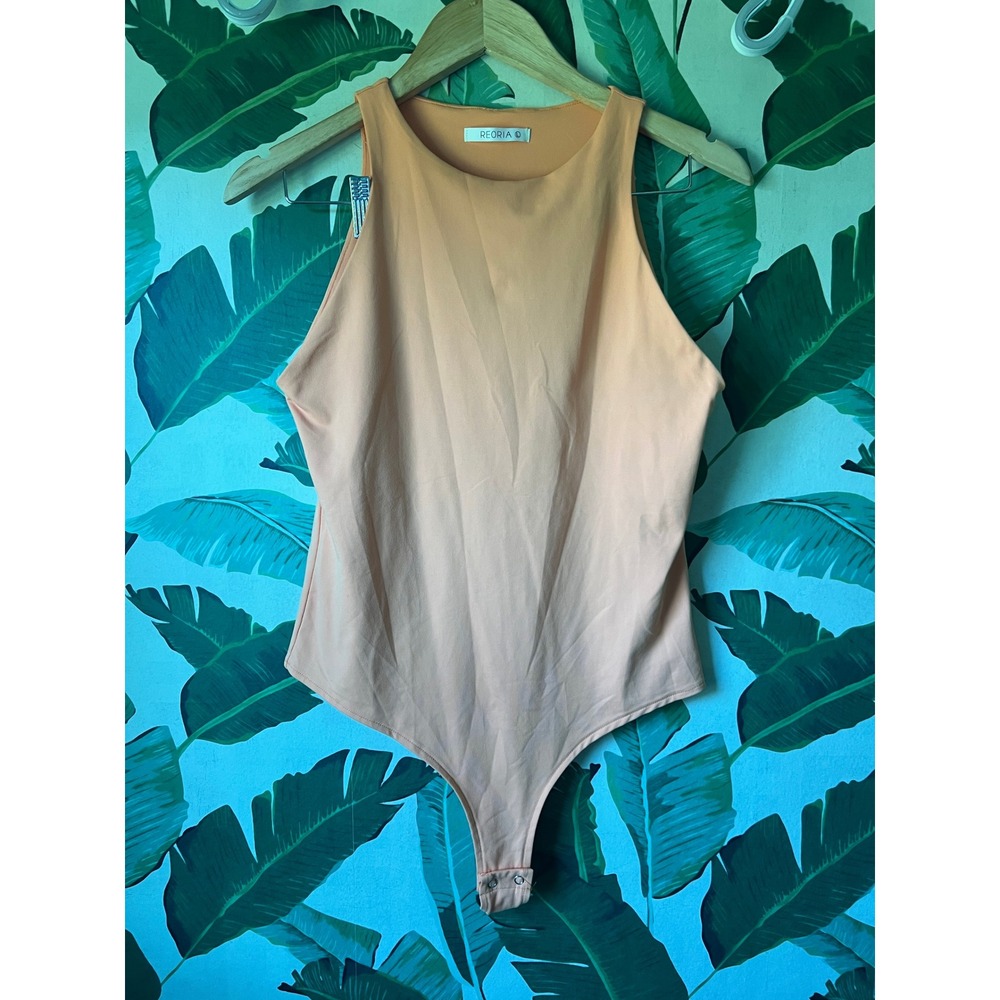 REORIA Bodysuit Women Large Neon Orange